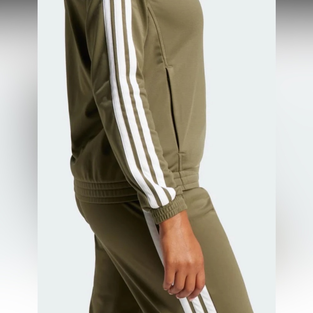 Adidas TRICOT 3-STRIPES TRACK JACKET in Olive Strata/White, Women’s Size S, NWT - Picture 6 of 9